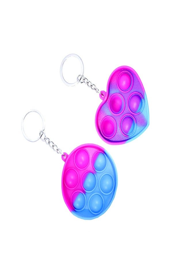 AASA 2Pcs Mini Pop Push It Toy Bubble Toy with Key chain Silicone Squeeze Sensory Stress Tool for Kids and Adults Multicolor - Image 1